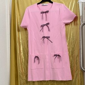 Zara Pink Dress with Purple Bow Details